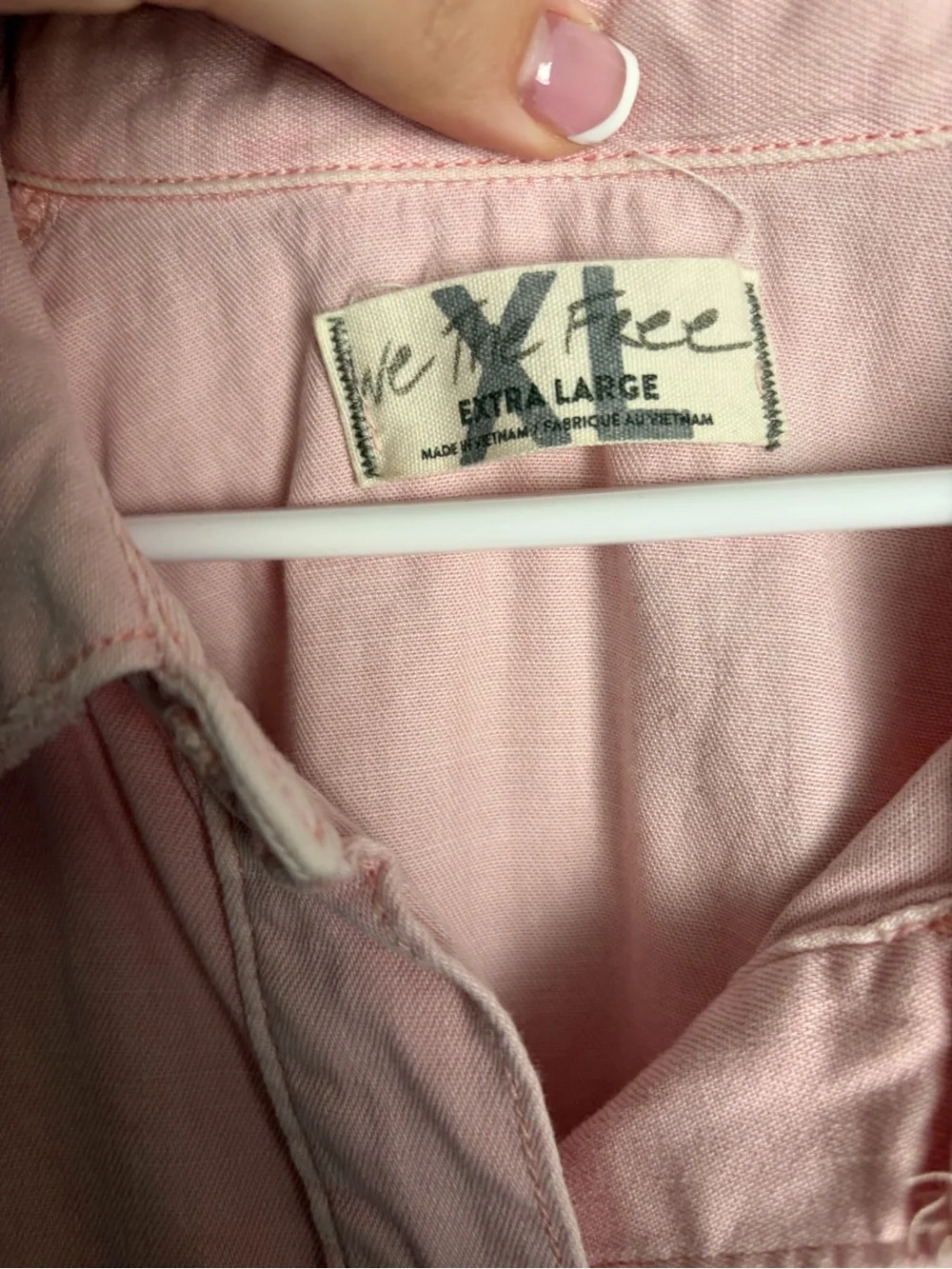 Free People We The Free Hannah Denim Mini Dress Pink Rare XL - Picture 7 of 9